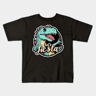 Happy cinco de mayo let's fiesta cute dinosaur Kids T-Shirt